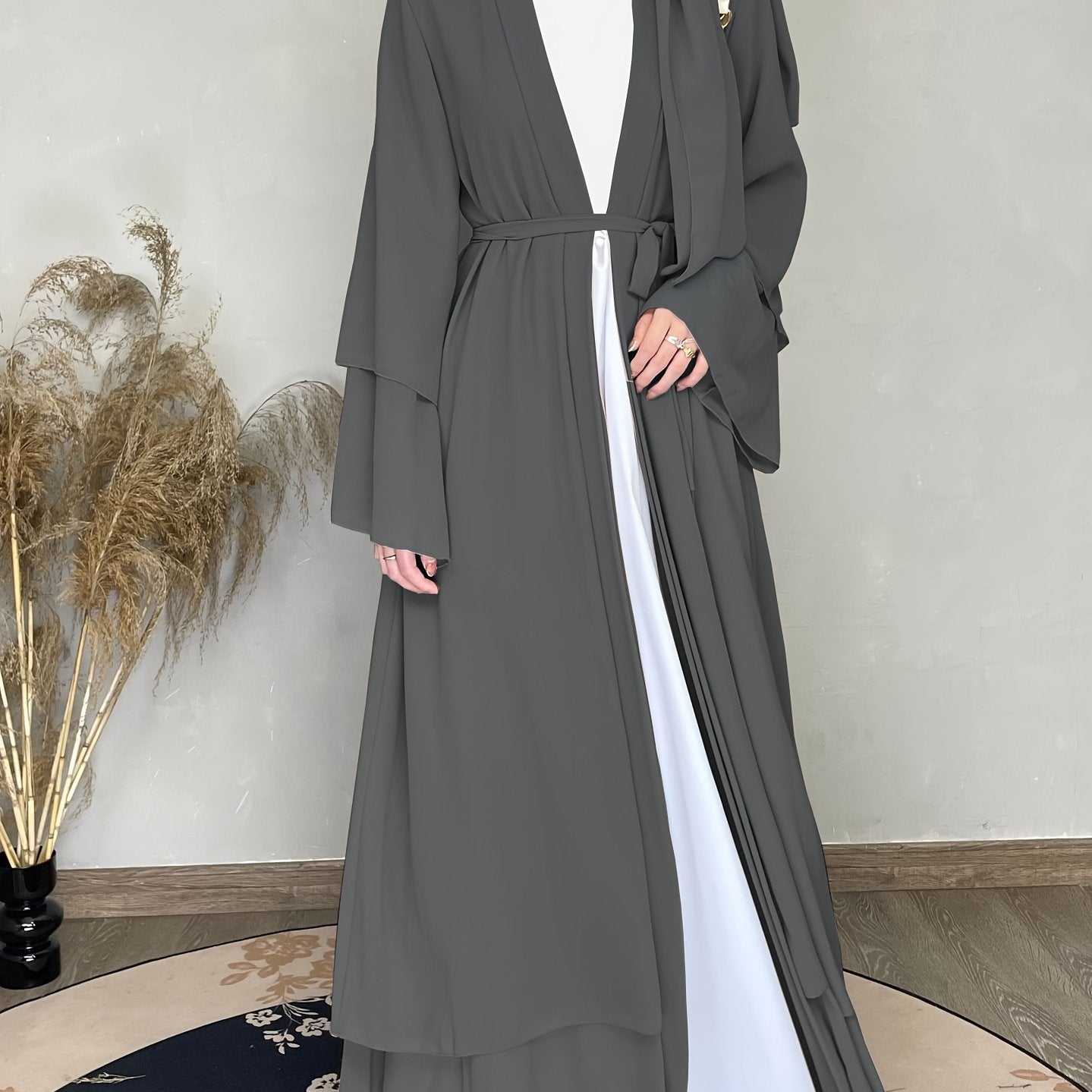 Abaya Muslim Women's Casual Solid Color Elegant Batwing Sleeve Long Loose Robe Maxi Dress Middle Eastern Saudi Dubai Turkish Traditional Arabic Kaftan
