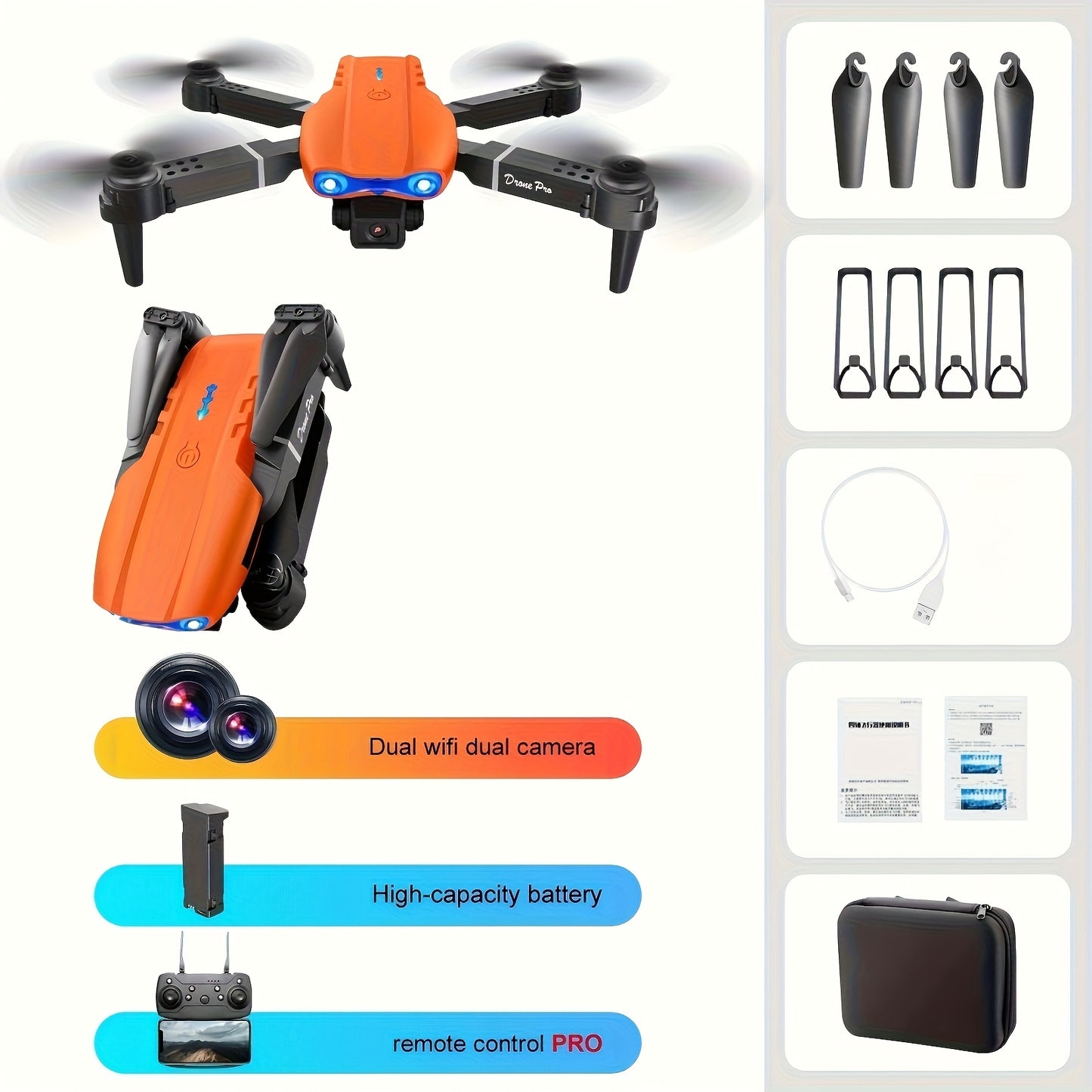 E99 Drone with One-Click Takeoff, 360° Flip & Navigation - Foldable Wings, 50M Altitude, 4M/S Speed, 6-8Min Flight Time, Outdoor Adventure Drone with Remote Control, Durable & Portable Design