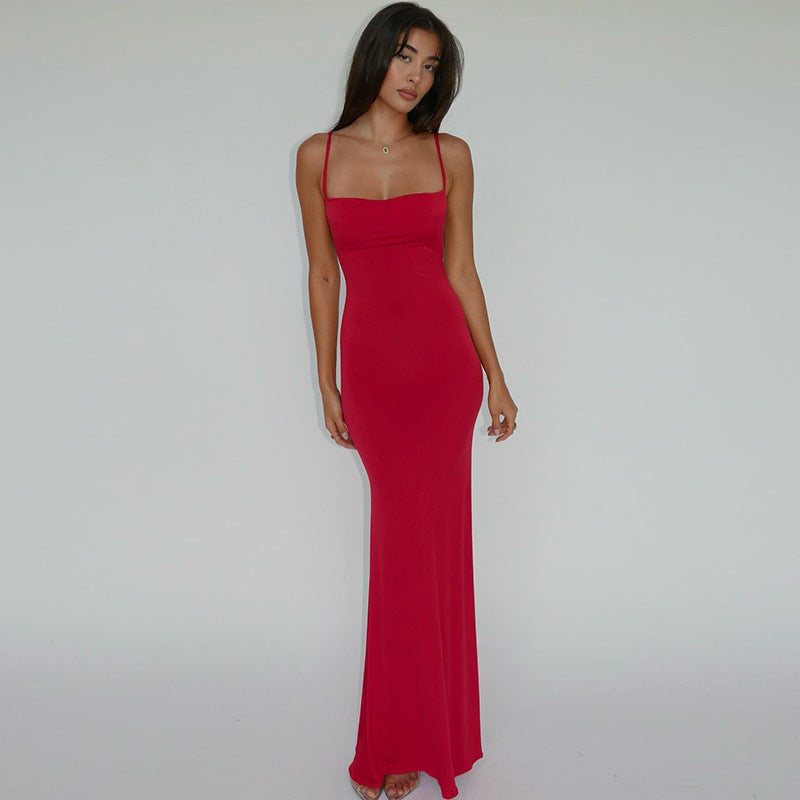 One shoulder backless slimming and sexy elegant dress