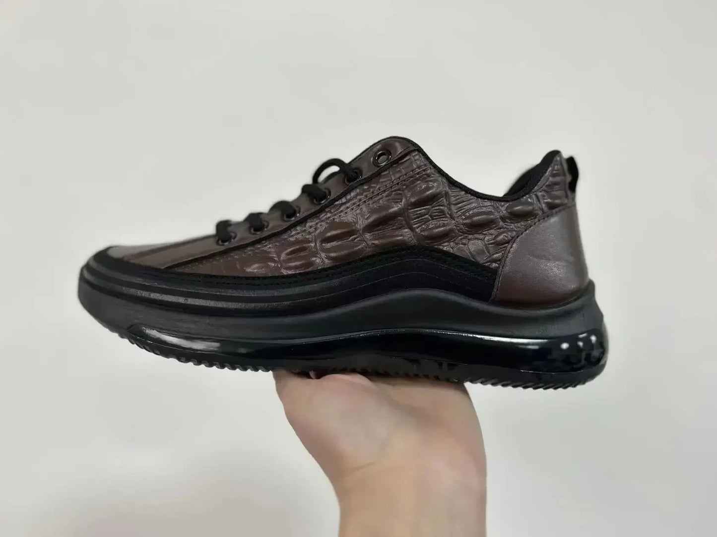 Men Shoe 2024Thick Collar Casual Trendy Shoe Crocodile Pattern Fashion Lightweight Sport Shoe