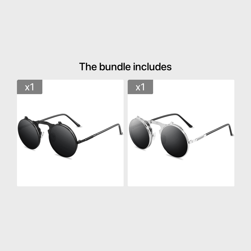 Steampunk Retro Round Metal Flip Fashion Glasses, With Spring Temples, For Men Women Outdoor Party Vacation Travel Driving Supplies Photo Props