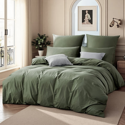 3pcs Army Green Duvet Cover Set, Soft and Comfortable Bedding for Bedroom/Guest Room/Dorm/Hotel 1*Duvet Cover + 2*Pillowcases (No Filling), Invisible Zipper Design, Machine Washable, All-Season Use