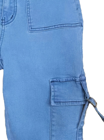 25AW Women's Plus Size Stretch Retro Versatile Casual Fashion Elegant Mid-Rise Multi-Pocket Machine Washable Durable Multi-Functional Slim Fit Cargo Skinny Jeans Street Style