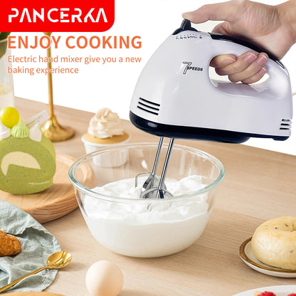 PANCERKA 7-Speed Electric Handheld Mixer with Beaters & Dough Hooks - Lightweight Ergonomic Design, Powerful Motor for Baking, Whisking, Beating Eggs - EU Plug (220V), Egg Whisking, Ergonomic Mixer, Durable Construction