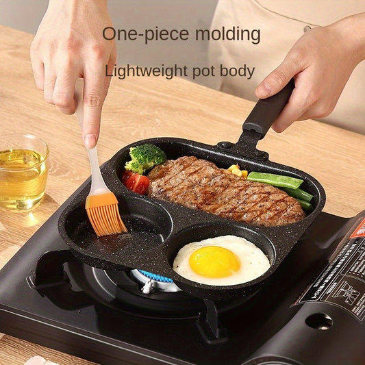 [3-in-1 Cast Iron Pan] 3-in-1 Non-Stick Cast Iron Breakfast Pan | Multi-Use Egg, Steak, and Flat-Bottomed Frying Pan for Home Cooking | Durable Cookware for Sausages, Eggs, and More