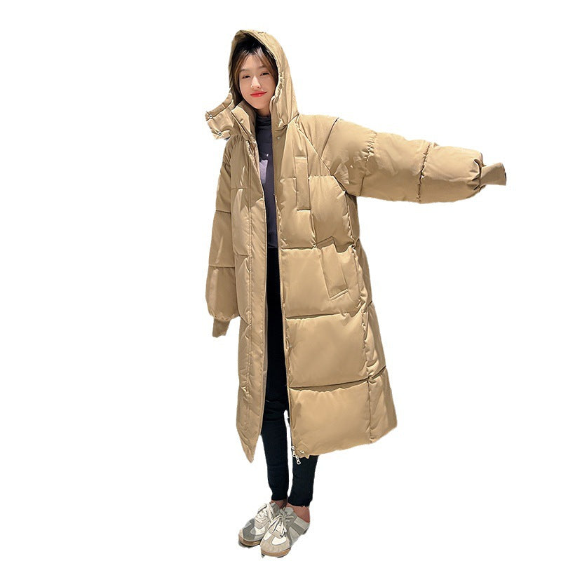 Knee over cotton jacket women's thick cotton jacket loose and long top outerwear