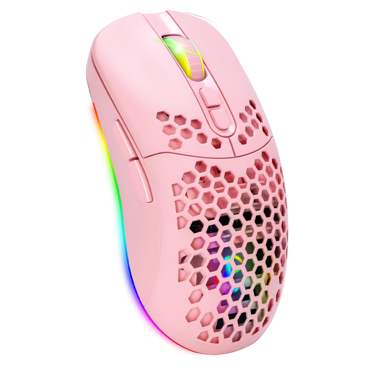 Charging hole the third mock examination Bluetooth wireless mouse lightweight mute cellular RGB light-emitting pink mouse