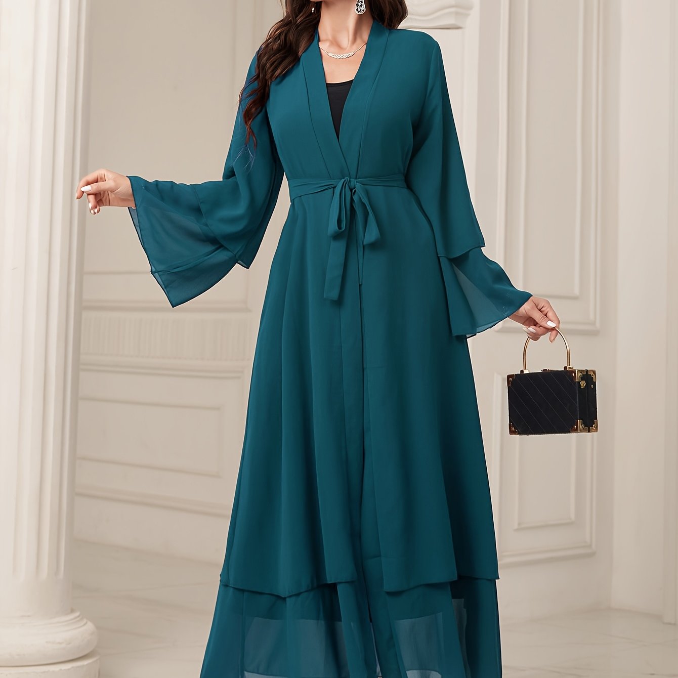 Abaya Muslim Women's Casual Solid Color Elegant Batwing Sleeve Long Loose Robe Maxi Dress Middle Eastern Saudi Dubai Turkish Traditional Arabic Kaftan
