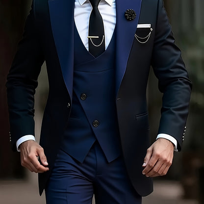 Men's Premium Three-Piece Suit Set, Plus Size Men’s, Includes Jacket and Vest – Perfect for Formal Wear Weddings Workwear Holiday Gifts