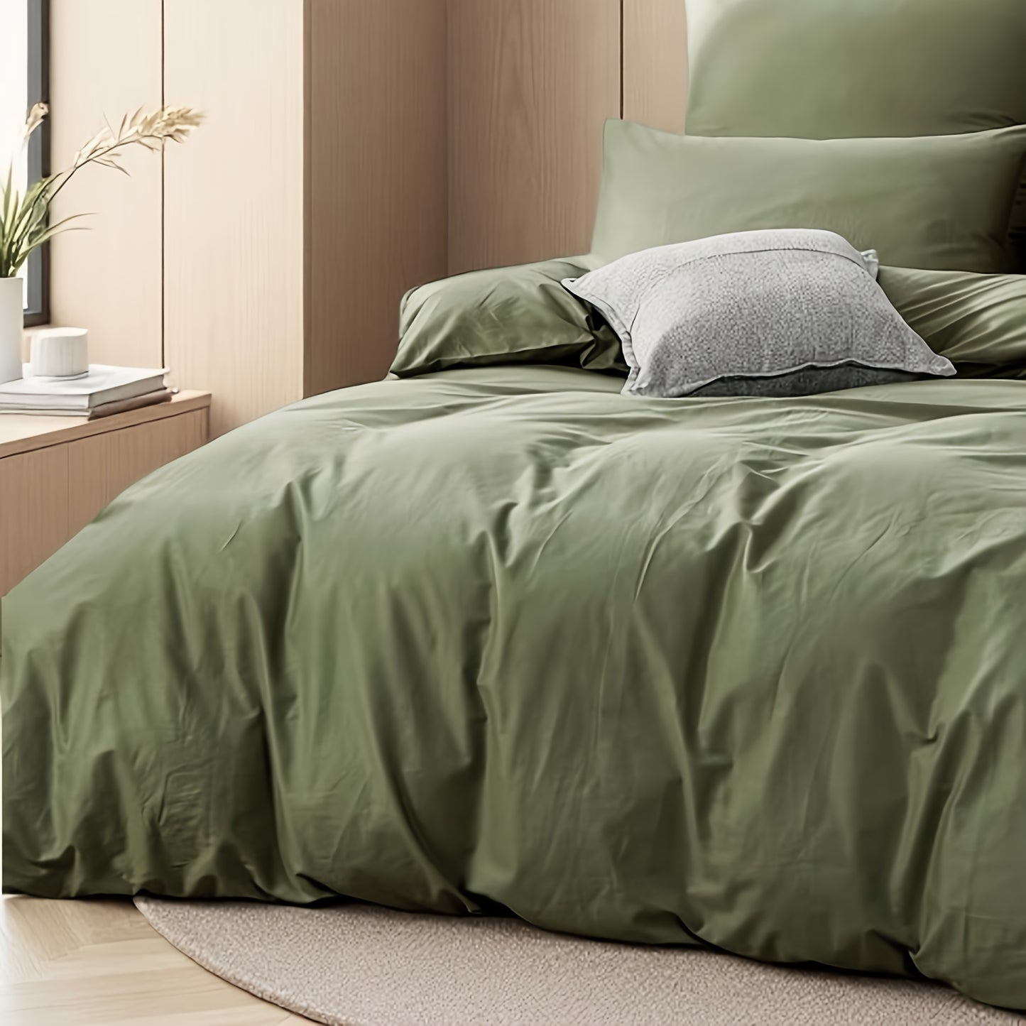 3pcs Army Green Duvet Cover Set, Soft and Comfortable Bedding for Bedroom/Guest Room/Dorm/Hotel 1*Duvet Cover + 2*Pillowcases (No Filling), Invisible Zipper Design, Machine Washable, All-Season Use