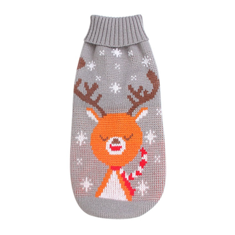 Christmas reindeer maple leaves snowflakes holiday pet clothes high necked knitted sweaters dog and cat clothing jackets