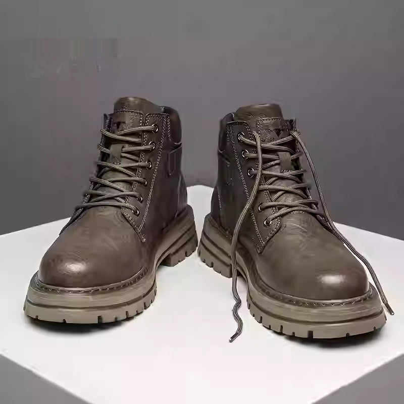 High Top British Style Retro Biker's Leather Boots