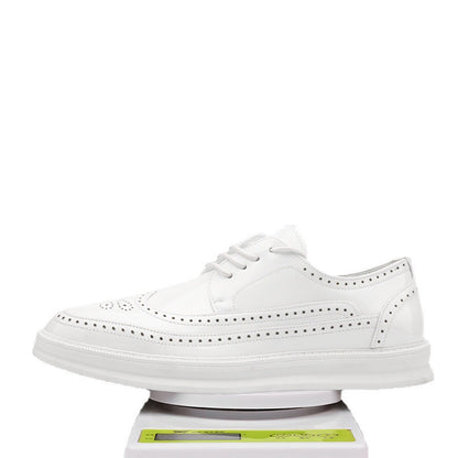 Brogue Men's Shoes British Style Breathable Retro Leather Business Thick Sole White Casual Shoes