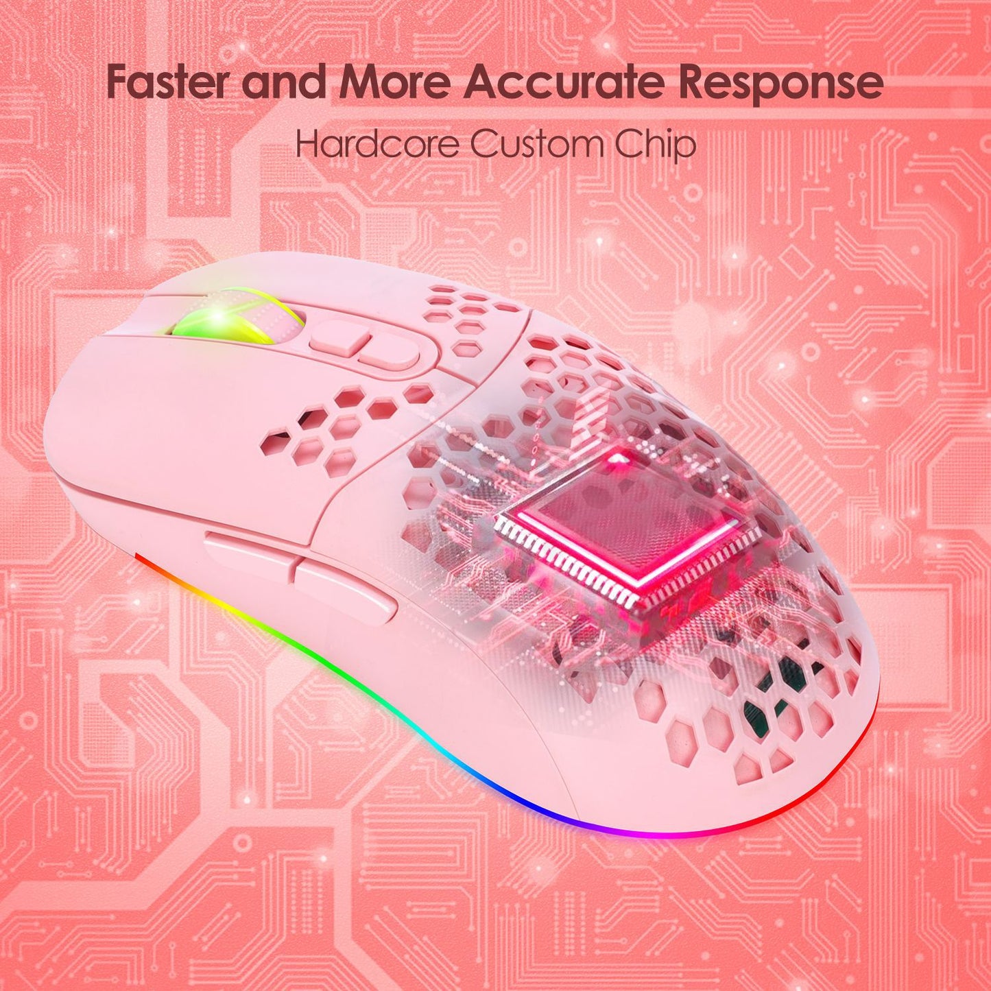 Charging hole the third mock examination Bluetooth wireless mouse lightweight mute cellular RGB light-emitting pink mouse