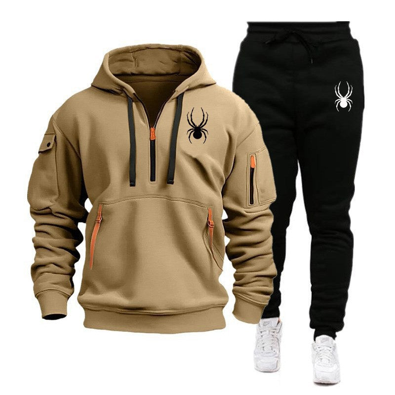 European and American men's sports hoodie set printed casual sports hoodie hooded suit for men