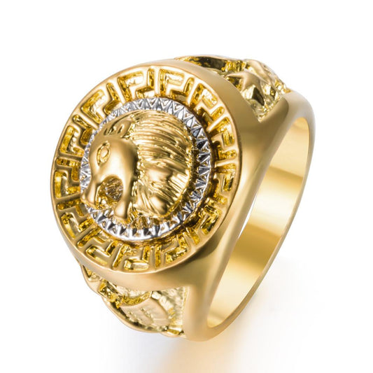 Men's Punk Lion Head Gold Ring