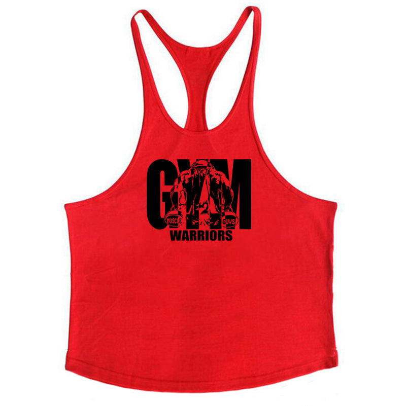 Cotton fitness vest GYM WARRIORS sport deep digging thin shoulder strap shirt