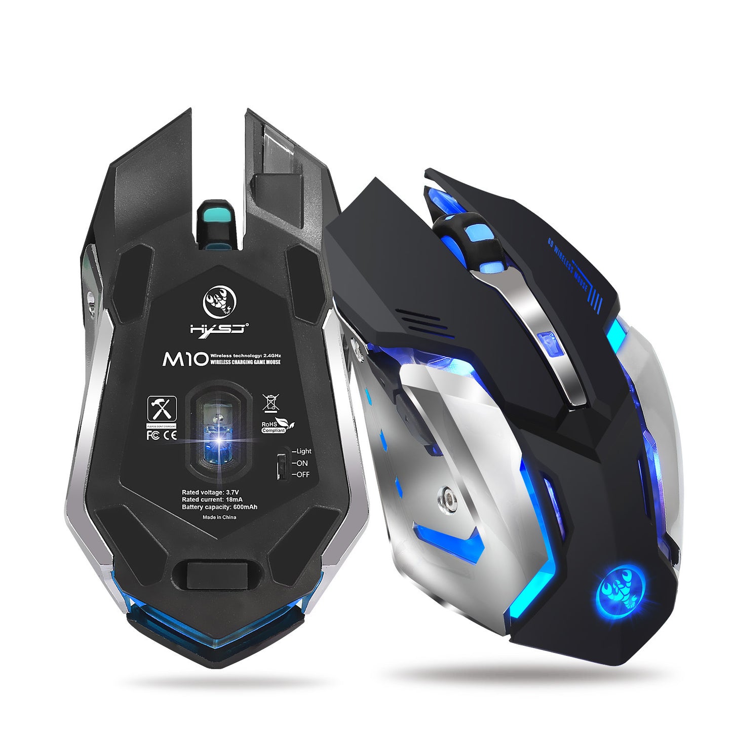 Wireless gaming mouse rechargeable 2.4G mouse with built-in 600mAh RGB illuminated business office mute mouse