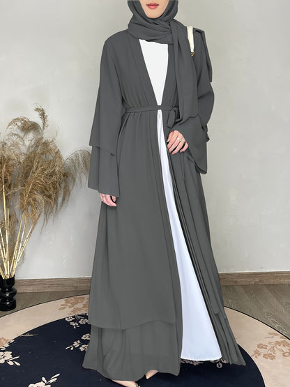 Abaya Muslim Women's Casual Solid Color Elegant Batwing Sleeve Long Loose Robe Maxi Dress Middle Eastern Saudi Dubai Turkish Traditional Arabic Kaftan