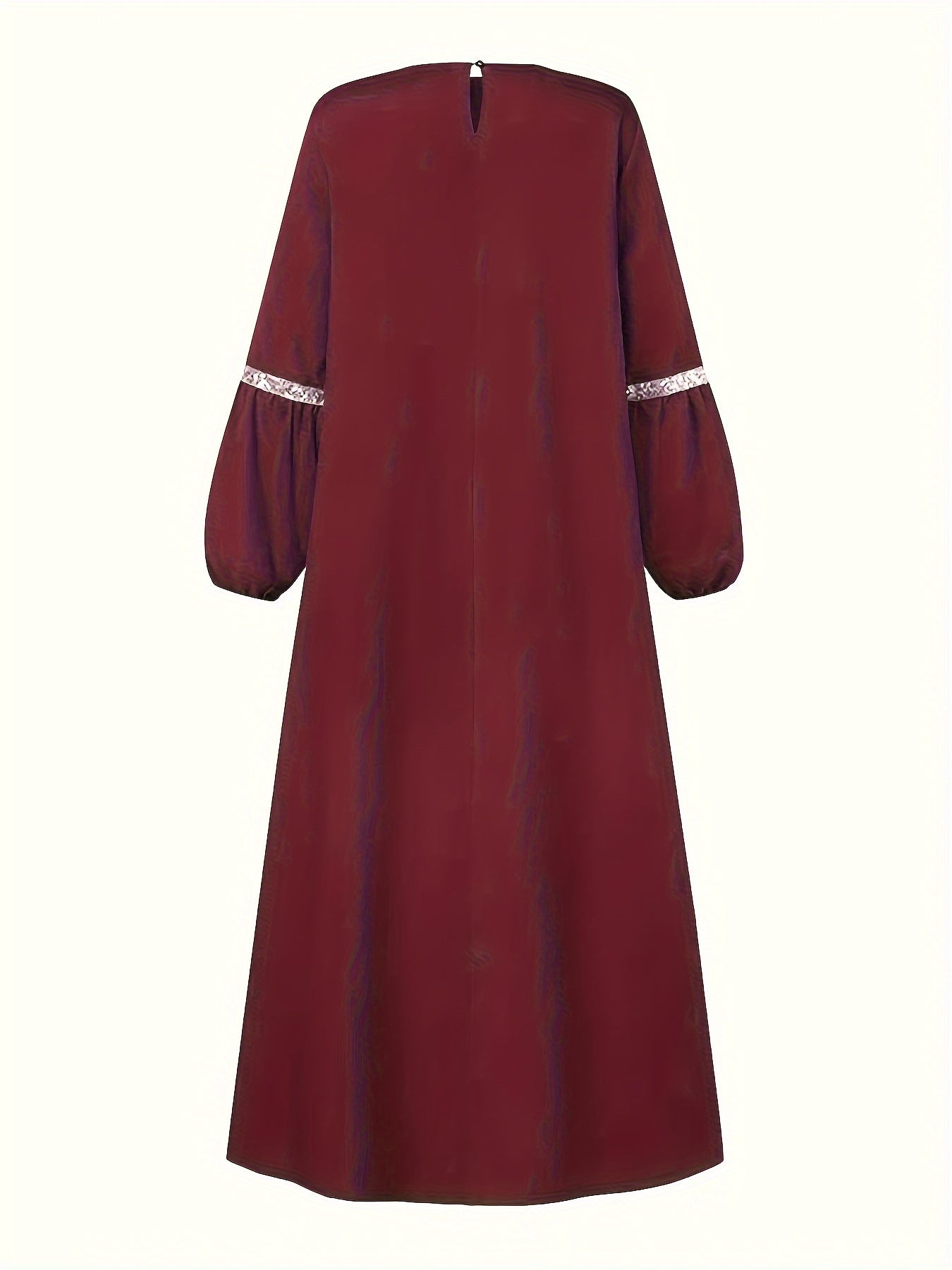 [Sequined Abaya] Sequined Long Sleeve Muslim Abaya | Middle Eastern Solid Color Casual Dress