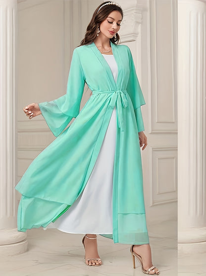 Abaya Muslim Women's Casual Solid Color Elegant Batwing Sleeve Long Loose Robe Maxi Dress Middle Eastern Saudi Dubai Turkish Traditional Arabic Kaftan