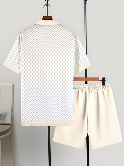 2pcs Men's Shirt and Shorts Set: Loose Cuban Collar Short Sleeve Shirt with Casual Outdoor Sports Vacation Outfit