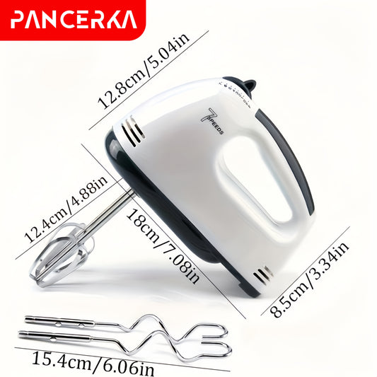 PANCERKA 7-Speed Electric Handheld Mixer with Beaters & Dough Hooks - Lightweight Ergonomic Design, Powerful Motor for Baking, Whisking, Beating Eggs - EU Plug (220V), Egg Whisking, Ergonomic Mixer, Durable Construction