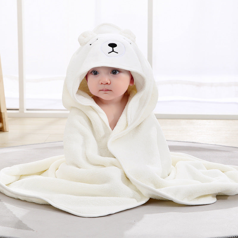 New Spring And Autumn Baby Swaddle Towel Cute Cartoon Hug Quilt Coral Fleece Hooded Bath Towel