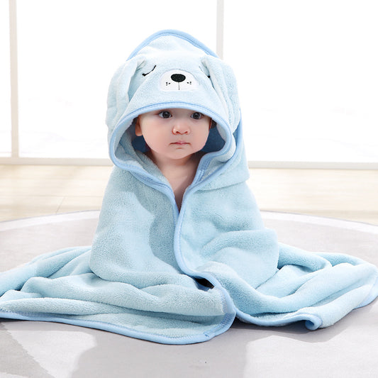 New Spring And Autumn Baby Swaddle Towel Cute Cartoon Hug Quilt Coral Fleece Hooded Bath Towel