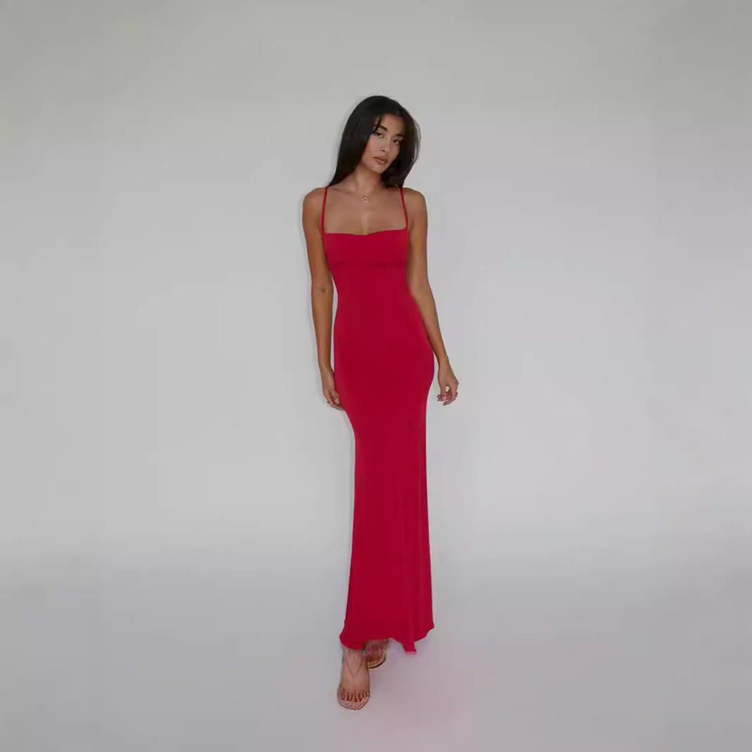 One shoulder backless slimming and sexy elegant dress