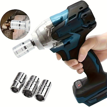 10pcs Wireless Impact Wrench Set with 1/2 Inch Drive Short Wall Metric Sockets (8mm-19mm) - Professional Automotive Repair Tools & Hand Tools, Heavy-Duty Impact Wrench for Car Maintenance, Machinery Repair, Durable Steel Cons