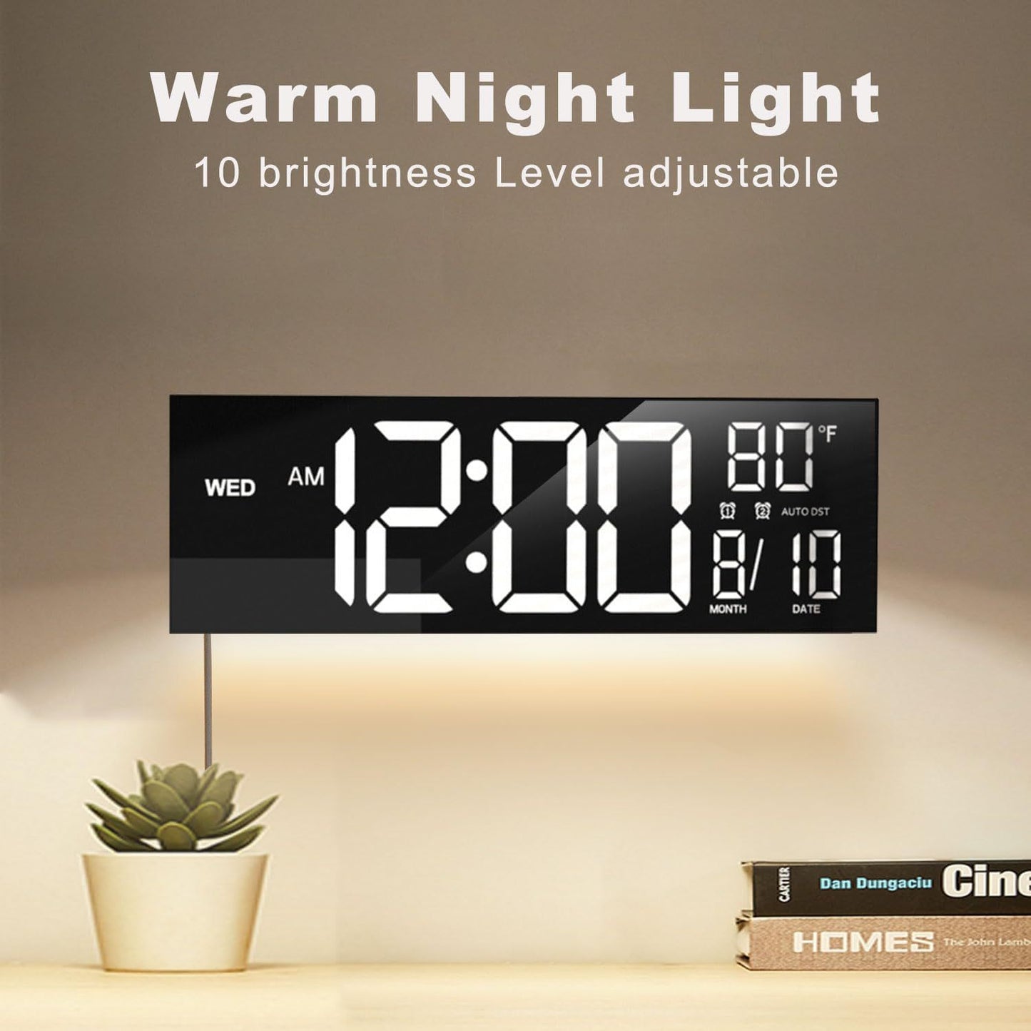 Large Digital Wall Clock with Remote Control Big LED/Dual Alarm/8 RGB Colors Digital Alarm Clock Electronic Watch