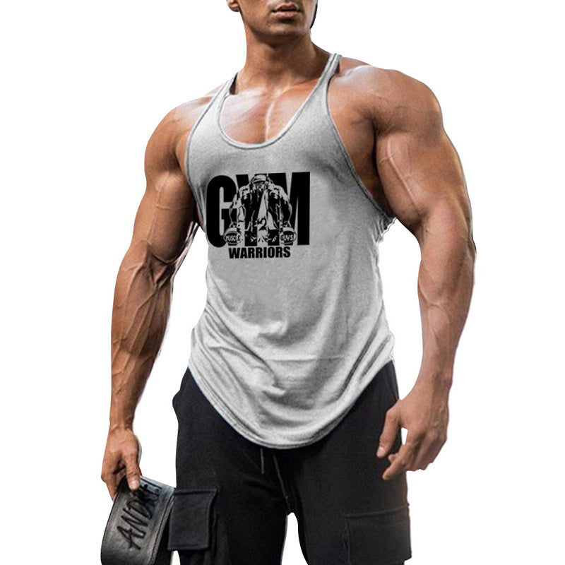 Cotton fitness vest GYM WARRIORS sport deep digging thin shoulder strap shirt