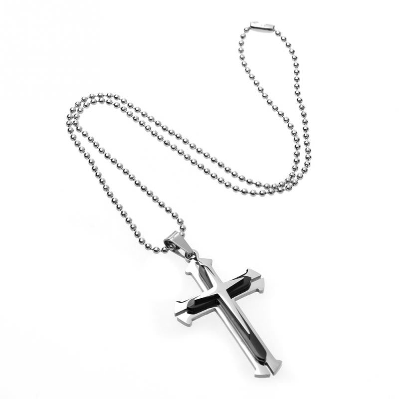 A Stylish Multi-layer Cross Necklace for Men - A Domineering Guardian Necklace for Men And Women - Fashionable Necklace, Elegant Design, Classic Jewelry Clothing Accessories for Dressing Up Holiday Gifts,Valentine's Day