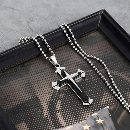 A Stylish Multi-layer Cross Necklace for Men - A Domineering Guardian Necklace for Men And Women - Fashionable Necklace, Elegant Design, Classic Jewelry Clothing Accessories for Dressing Up Holiday Gifts,Valentine's Day