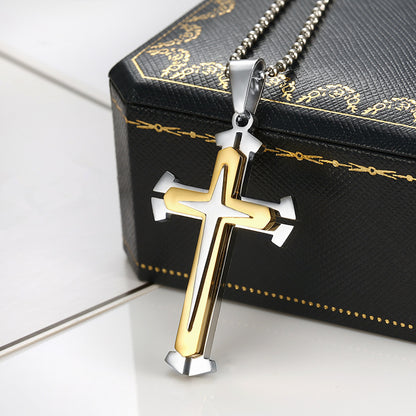 A Stylish Multi-layer Cross Necklace for Men - A Domineering Guardian Necklace for Men And Women - Fashionable Necklace, Elegant Design, Classic Jewelry Clothing Accessories for Dressing Up Holiday Gifts,Valentine's Day