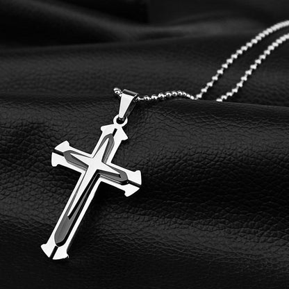 A Stylish Multi-layer Cross Necklace for Men - A Domineering Guardian Necklace for Men And Women - Fashionable Necklace, Elegant Design, Classic Jewelry Clothing Accessories for Dressing Up Holiday Gifts,Valentine's Day