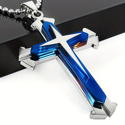 A Stylish Multi-layer Cross Necklace for Men - A Domineering Guardian Necklace for Men And Women - Fashionable Necklace, Elegant Design, Classic Jewelry Clothing Accessories for Dressing Up Holiday Gifts,Valentine's Day