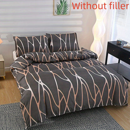 3pcs 100% Polyester Brushed Bedding Set, Floral Plant Print, Duvet Cover with 2 Pillowcases, Zipper Closure, Breathable, Machine Washable, Home Hotel Bedding Kit