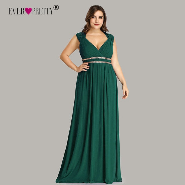 Ever Pretty Plus Size Formal Evening Dresses Long Women Elegant Burgundy V Neck Chiffon Empire Party Gown Robe De Soiree