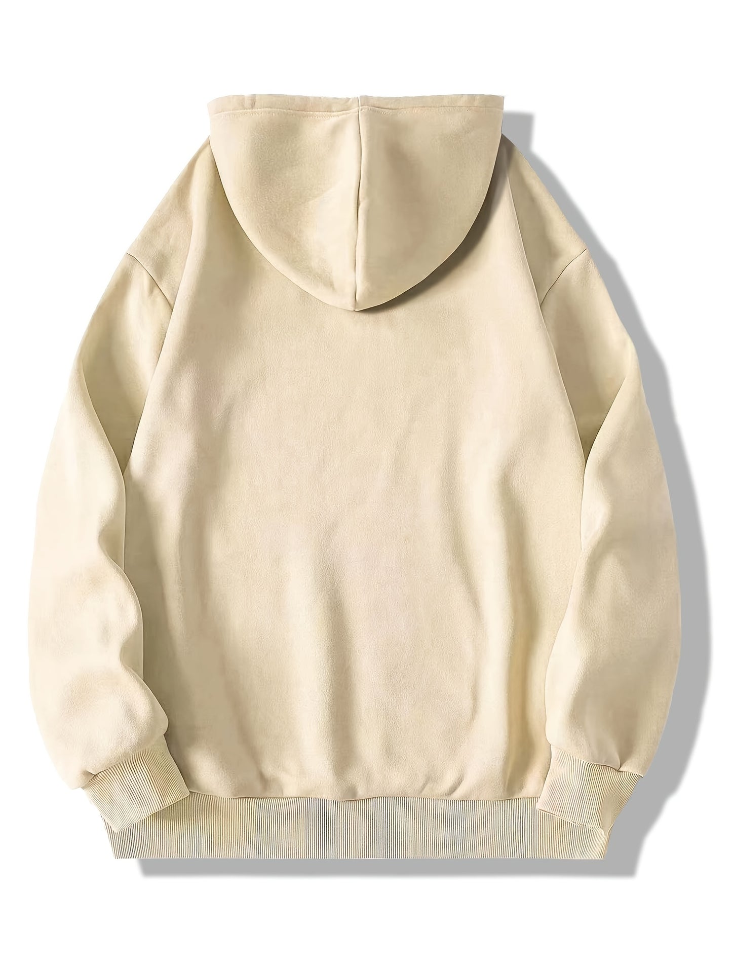 Men'S Casual Polyester Hoodie with Mountain Icon Print, Long Sleeve Hooded Sweatshirt, Trendy All-Season Knit Fabric Top with Drawstring, Regular Fit - 100% Polyester, 190g/m²