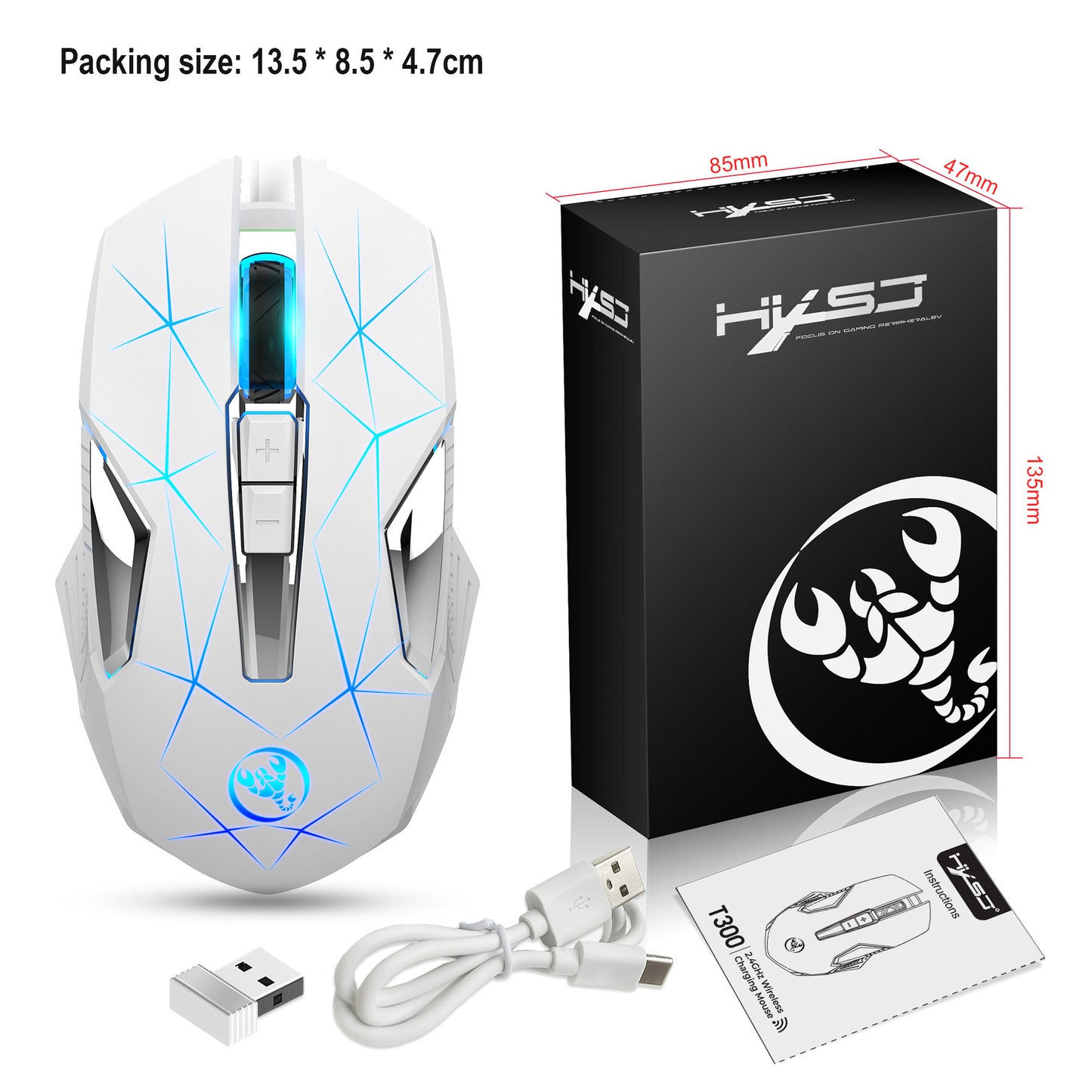 Wireless 2.4G Mouse, Home Office Business Laptop, 7-Color Colorful Backlight Mouse