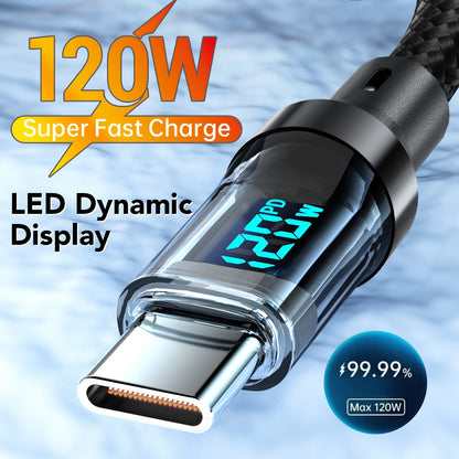 Ultra Rapid Charging Cable, Type-C, Digital Display Compatible, Featuring LED Screen for Real-Time Power Monitoring