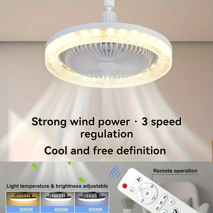 2-in-1 Multifunctional Ceiling Fan with Light, LED Fan Light, 25.4 cm Diameter, Color Matching, Infinite Dimming, and Timer Function, Suitable for Bathrooms/Bedrooms/Garages/Kitchens/Offices, Ceiling Fan Light, Bedroom Lighti