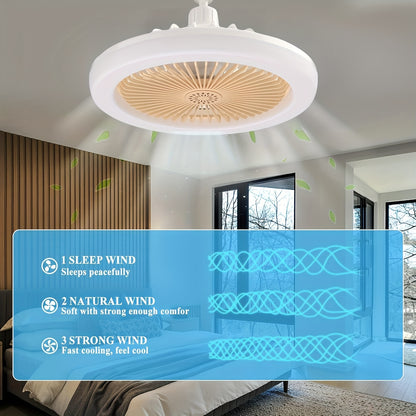 2-in-1 Multifunctional Ceiling Fan with Light, LED Fan Light, 25.4 cm Diameter, Color Matching, Infinite Dimming, and Timer Function, Suitable for Bathrooms/Bedrooms/Garages/Kitchens/Offices, Ceiling Fan Light, Bedroom Lighti