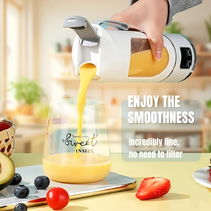 [USB-Powered Portable Blender] USB-Powered Portable Blender & Juicer with Digital Display, Stainless Steel Blade & Large Capacity (10.14-16.91oz) - Cordless Electric Mixer for Smoothies, Ice, Fresh Fruit Drinks - Compact Desi