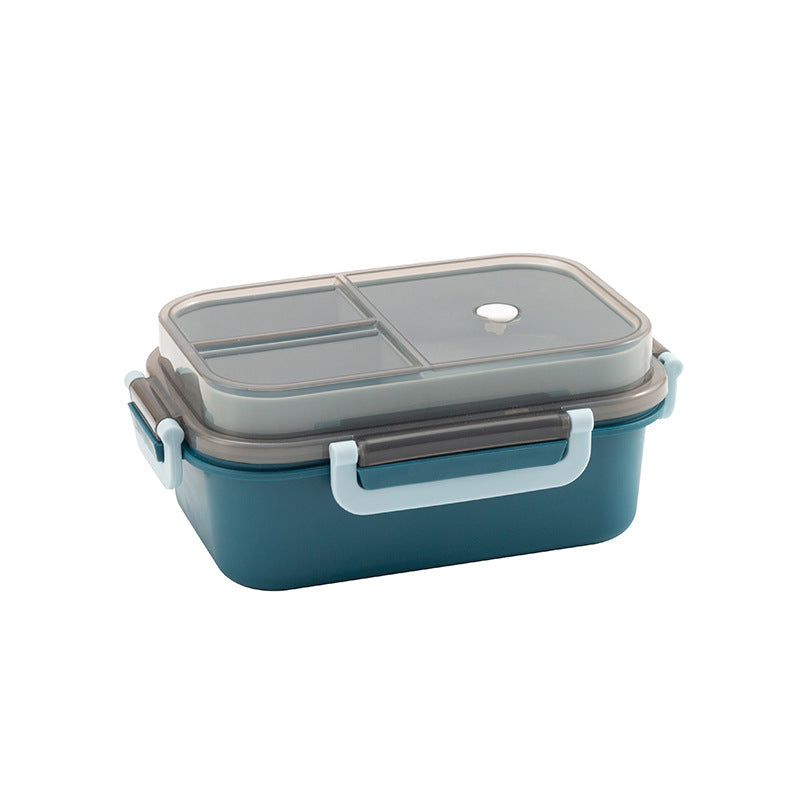 Classic simple microwaveable double-layer sealed compartment lunch box with tableware