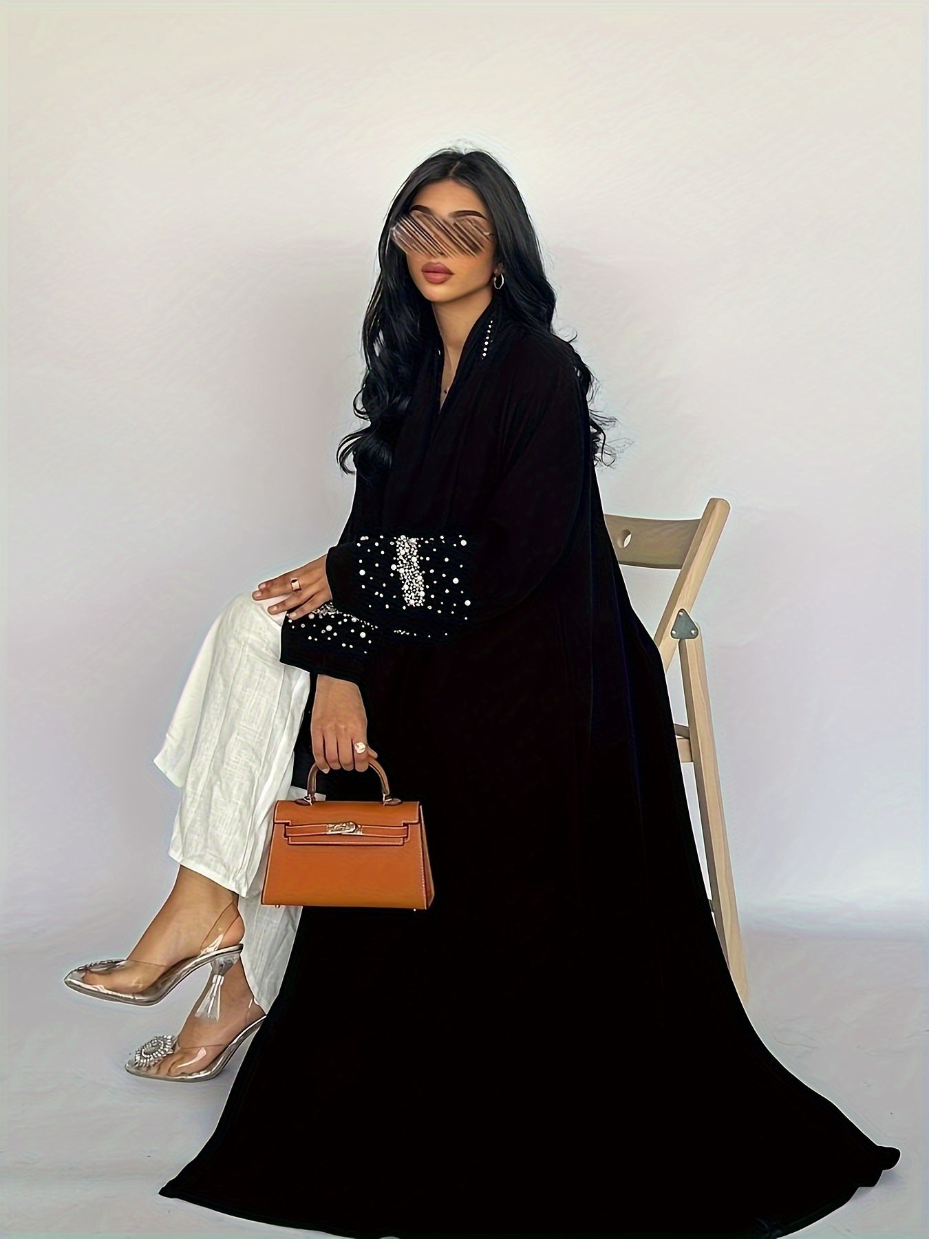 1pc 's Full-Length Arabic/Dress Abaya Robe with Matching Chiffon-like Headscarf-like Turban-like Cover - Elegant Traditional Muslim Dress for Weddings, Hajj, Umrah, Daily Wear - Hand Washable, All-Season