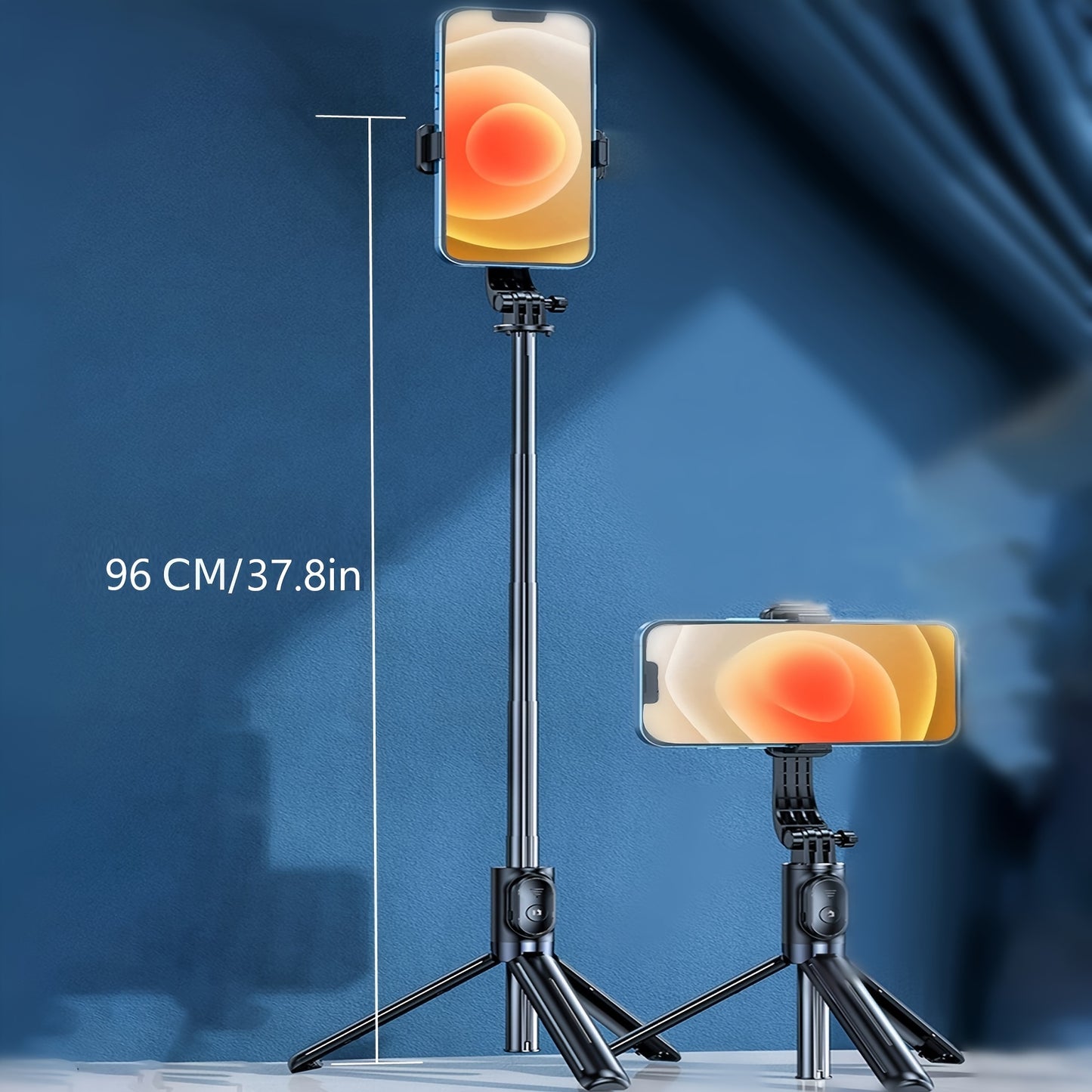 360° Rotation Wireless Remote Shutter Portable Selfie Stick Tripod - Battery Powered with Non-Rechargeable Button Battery - Compatible with iPhone & Android Smartphones