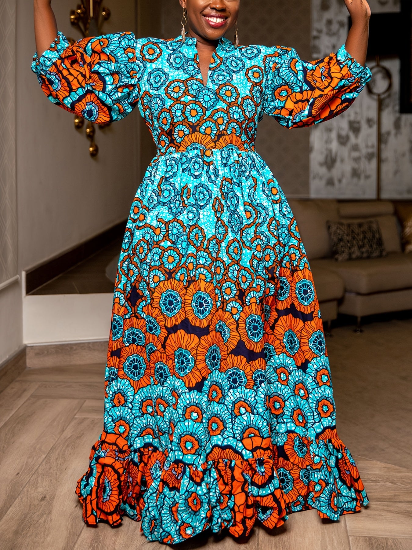 Plus-Size Dress with a Floral Print for Women